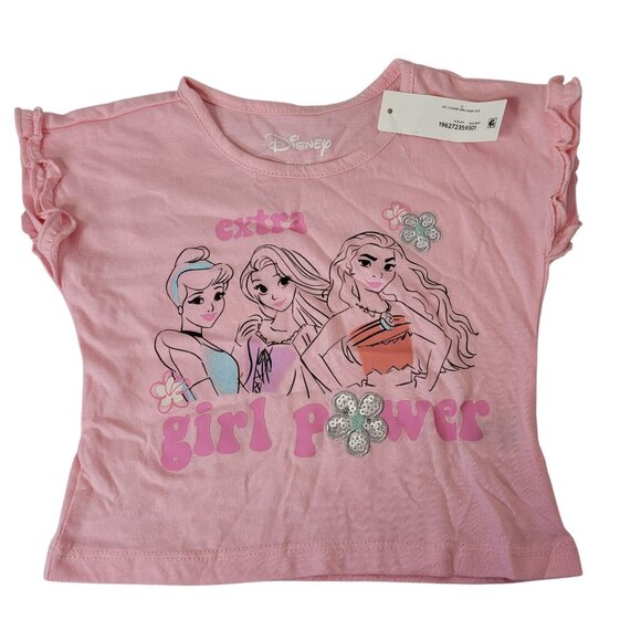 Disney Princess Short Sleeve "Extra Girl Power" Graphic Tee Pink Size 3T - Picture 1 of 8
